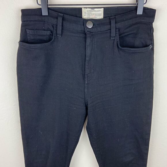 Current/Elliott Super High-Rise Stiletto Raw Hem Black Jeans - Picture 4 of 8